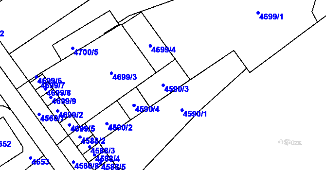 Parcela st. 4590/3 v KÚ Židenice, Katastrální mapa
