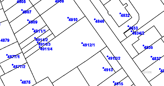 Parcela st. 4912/1 v KÚ Židenice, Katastrální mapa