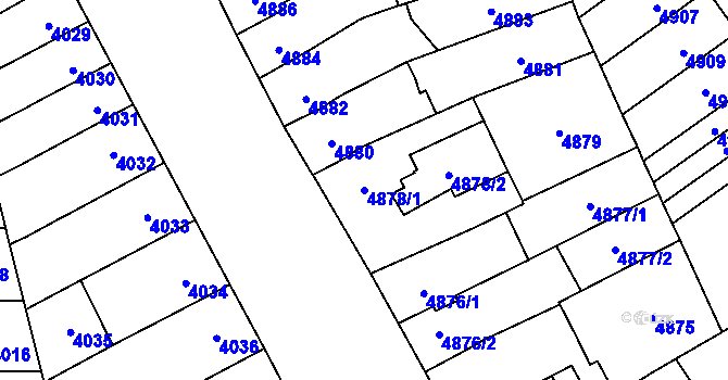 Parcela st. 4878/1 v KÚ Židenice, Katastrální mapa