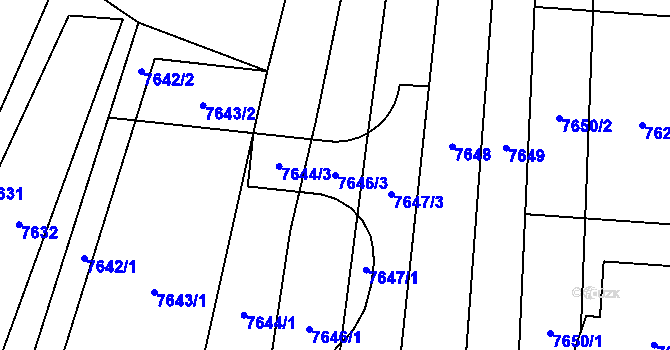 Parcela st. 7646/3 v KÚ Židenice, Katastrální mapa