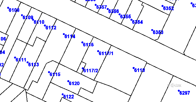 Parcela st. 6117/1 v KÚ Židenice, Katastrální mapa