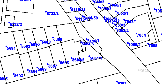 Parcela st. 5684/3 v KÚ Židenice, Katastrální mapa
