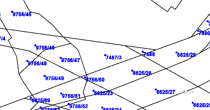 Parcela st. 7487/3 v KÚ Židenice, Katastrální mapa
