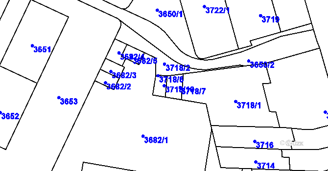 Parcela st. 3718/10 v KÚ Židenice, Katastrální mapa