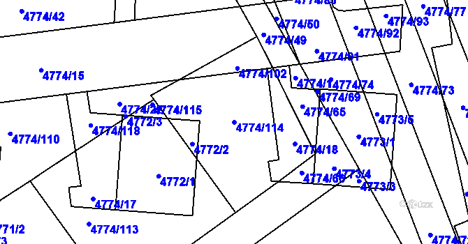 Parcela st. 4774/114 v KÚ Židenice, Katastrální mapa