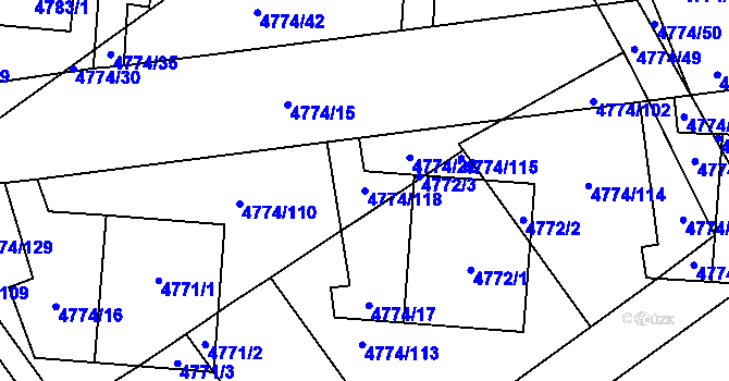 Parcela st. 4774/118 v KÚ Židenice, Katastrální mapa