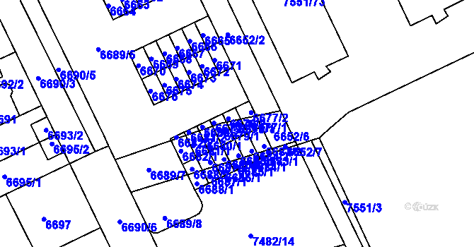 Parcela st. 6678/1 v KÚ Židenice, Katastrální mapa