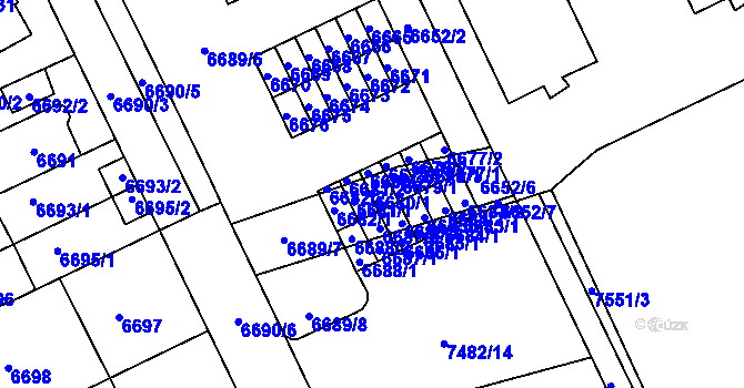 Parcela st. 6680/1 v KÚ Židenice, Katastrální mapa