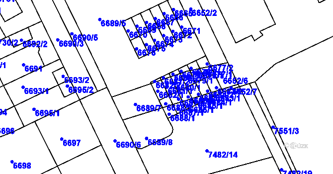 Parcela st. 6681/1 v KÚ Židenice, Katastrální mapa