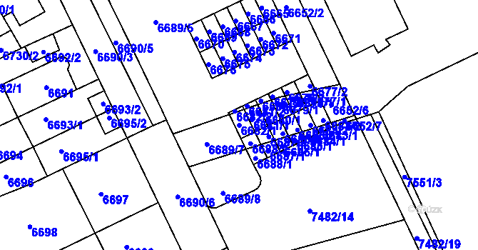Parcela st. 6682/1 v KÚ Židenice, Katastrální mapa