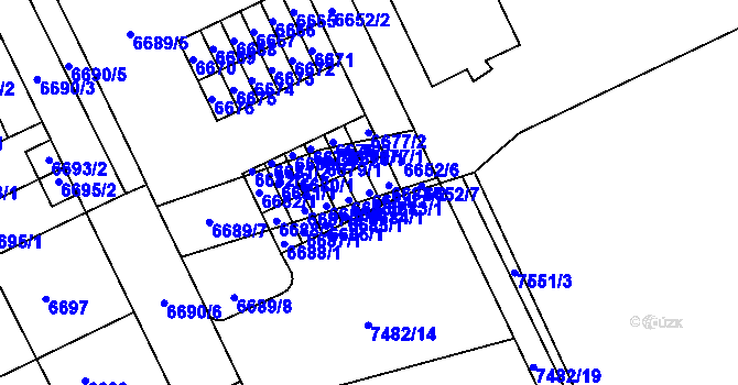Parcela st. 6684/2 v KÚ Židenice, Katastrální mapa