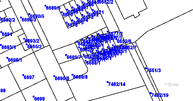 Parcela st. 6686/2 v KÚ Židenice, Katastrální mapa