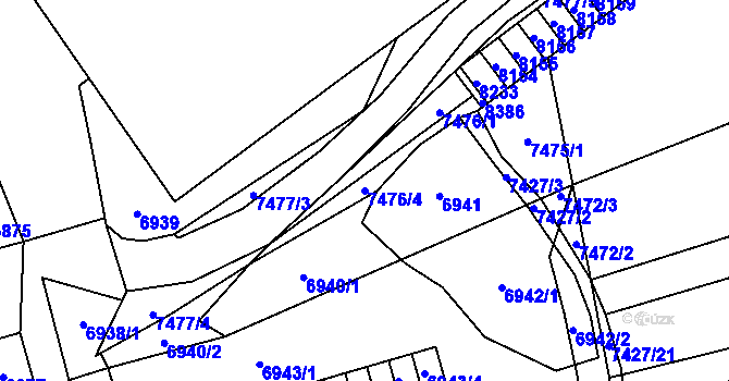 Parcela st. 7476/4 v KÚ Židenice, Katastrální mapa