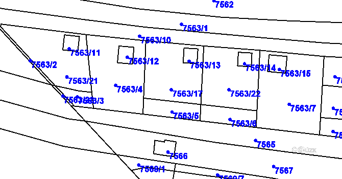 Parcela st. 7563/17 v KÚ Židenice, Katastrální mapa