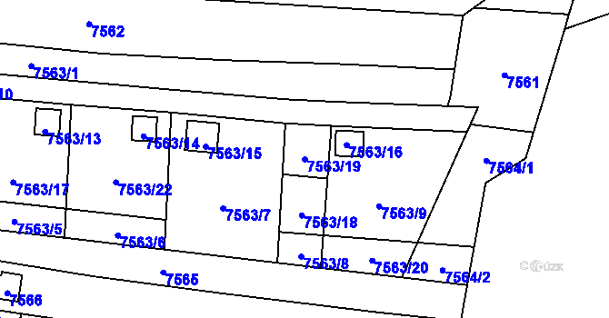 Parcela st. 7563/19 v KÚ Židenice, Katastrální mapa