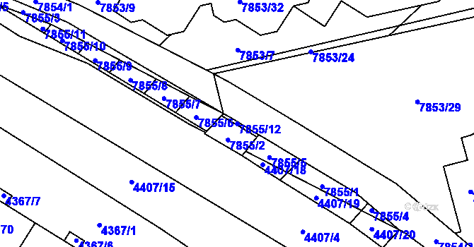 Parcela st. 7855/12 v KÚ Židenice, Katastrální mapa