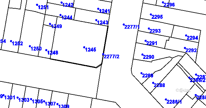 Parcela st. 2277/2 v KÚ Židenice, Katastrální mapa