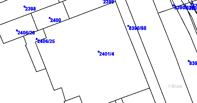 Parcela st. 2401/4 v KÚ Židenice, Katastrální mapa