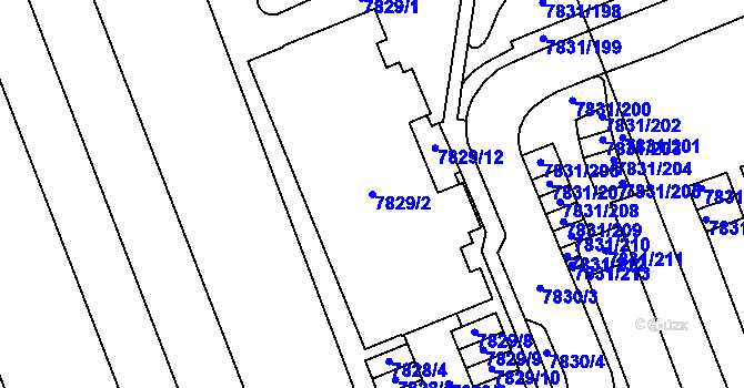 Parcela st. 7829/2 v KÚ Židenice, Katastrální mapa