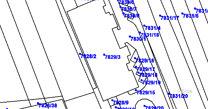 Parcela st. 7829/3 v KÚ Židenice, Katastrální mapa