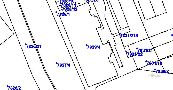 Parcela st. 7829/4 v KÚ Židenice, Katastrální mapa