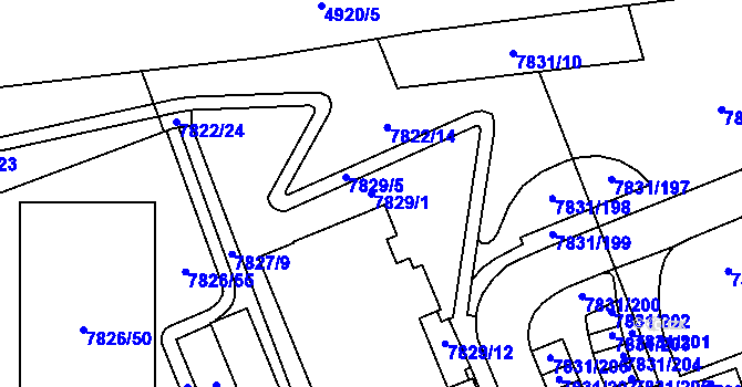 Parcela st. 7829/1 v KÚ Židenice, Katastrální mapa