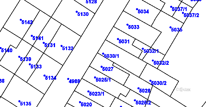 Parcela st. 5030/1 v KÚ Židenice, Katastrální mapa