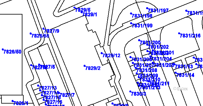 Parcela st. 7829/12 v KÚ Židenice, Katastrální mapa
