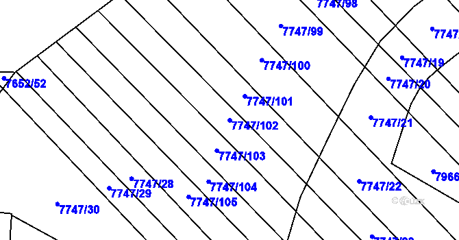 Parcela st. 7747/102 v KÚ Židenice, Katastrální mapa