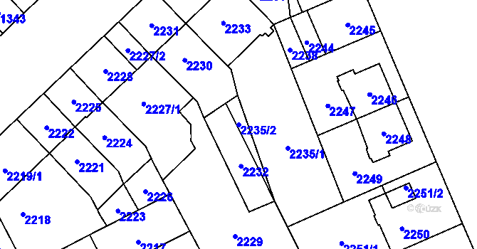 Parcela st. 2235/2 v KÚ Židenice, Katastrální mapa