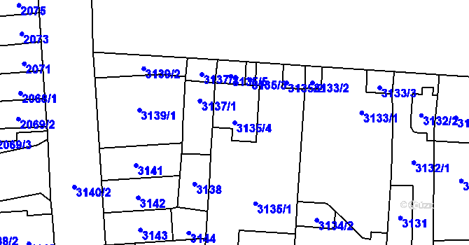 Parcela st. 3135/4 v KÚ Židenice, Katastrální mapa