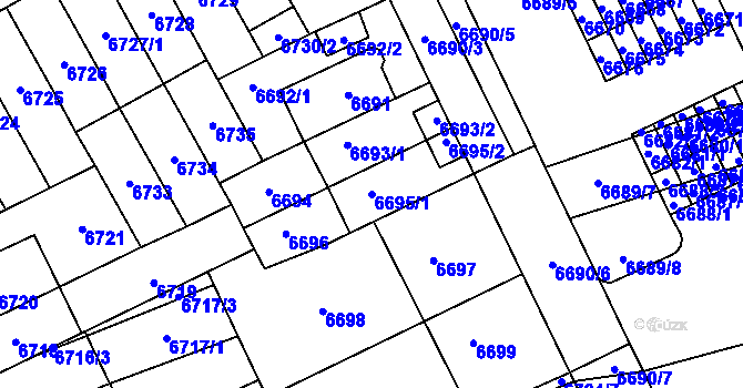 Parcela st. 6695/1 v KÚ Židenice, Katastrální mapa