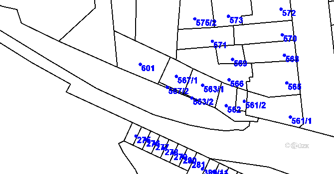 Parcela st. 567/2 v KÚ Židenice, Katastrální mapa