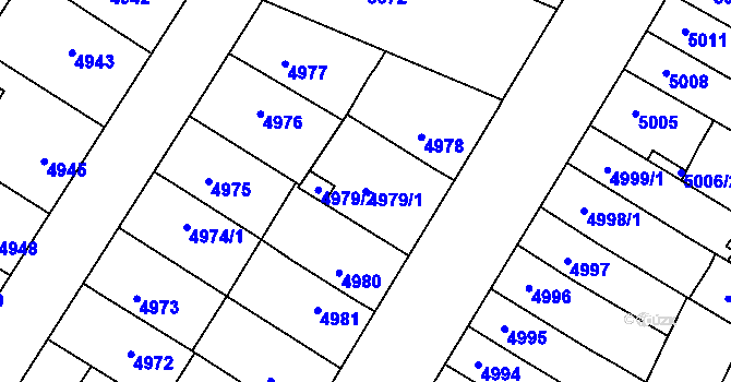 Parcela st. 4979/1 v KÚ Židenice, Katastrální mapa