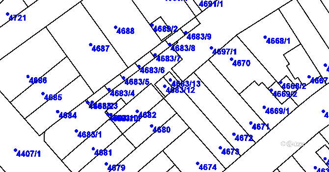 Parcela st. 4683/12 v KÚ Židenice, Katastrální mapa