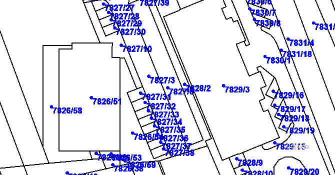 Parcela st. 7827/6 v KÚ Židenice, Katastrální mapa