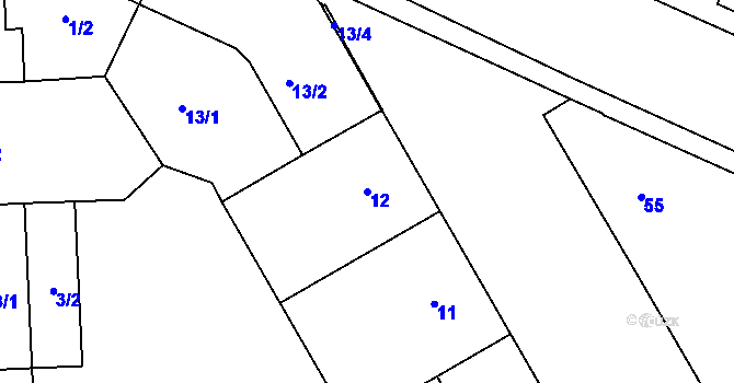 Parcela st. 12 v KÚ Černovice, Katastrální mapa