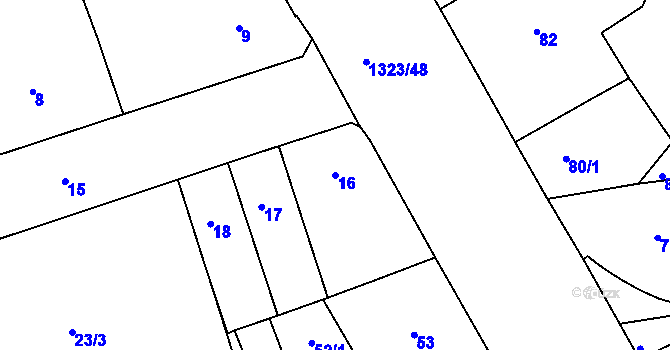 Parcela st. 16 v KÚ Černovice, Katastrální mapa