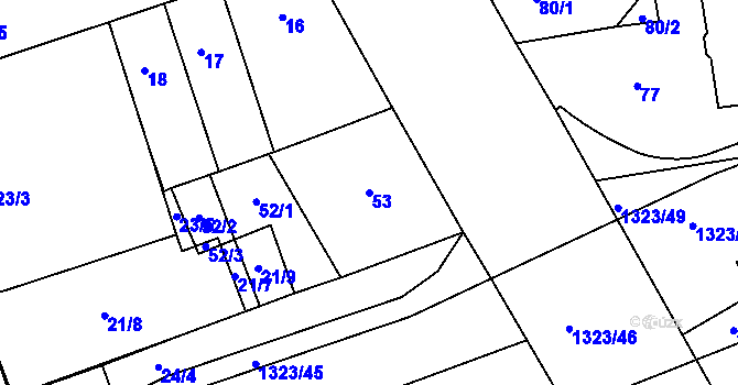 Parcela st. 53 v KÚ Černovice, Katastrální mapa