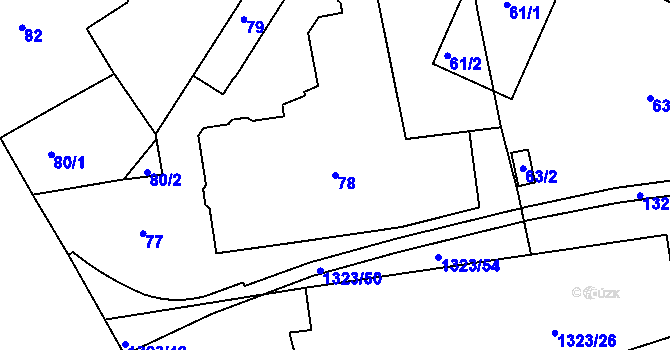 Parcela st. 78 v KÚ Černovice, Katastrální mapa