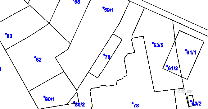 Parcela st. 79 v KÚ Černovice, Katastrální mapa