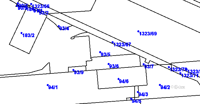 Parcela st. 93/5 v KÚ Černovice, Katastrální mapa