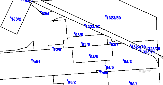Parcela st. 93/6 v KÚ Černovice, Katastrální mapa