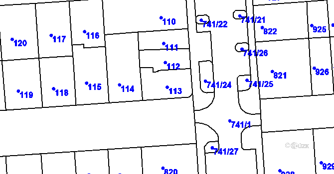 Parcela st. 113 v KÚ Černovice, Katastrální mapa