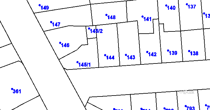 Parcela st. 144 v KÚ Černovice, Katastrální mapa