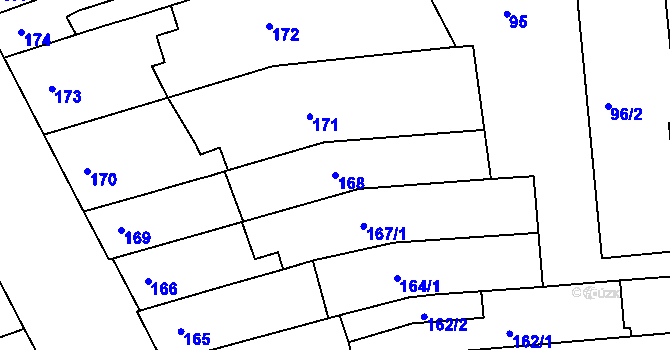 Parcela st. 168 v KÚ Černovice, Katastrální mapa