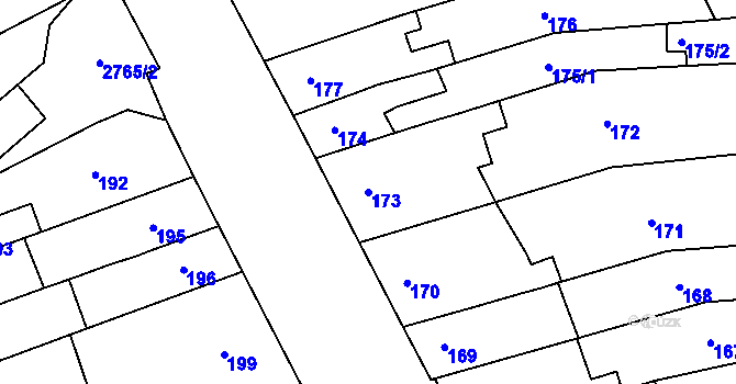 Parcela st. 173 v KÚ Černovice, Katastrální mapa
