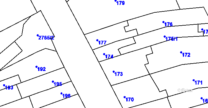 Parcela st. 174 v KÚ Černovice, Katastrální mapa