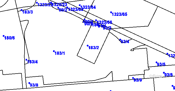 Parcela st. 183/2 v KÚ Černovice, Katastrální mapa