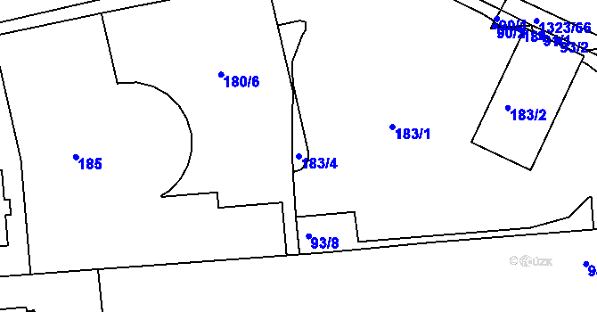 Parcela st. 183/4 v KÚ Černovice, Katastrální mapa
